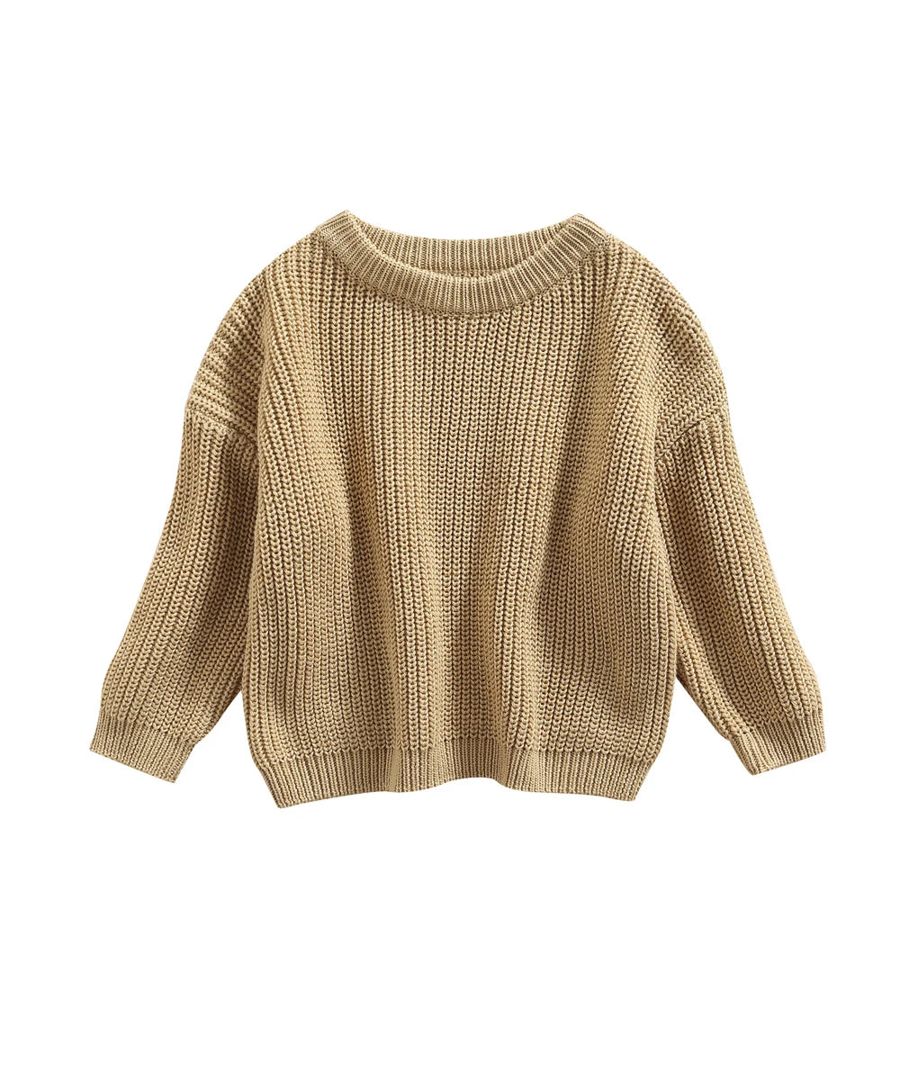 MISOWMNJOY Children Boy Girl Knit Sweater for Winter Kids Clothes Causal Solid Color Long Sleeve Pullover Tops Toddler Jumpers