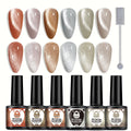 This 6-piece set of Crystal Cat Eye Gel Nail Polish with magnets features crystal cat eye color-changing gel nail polish, perfec