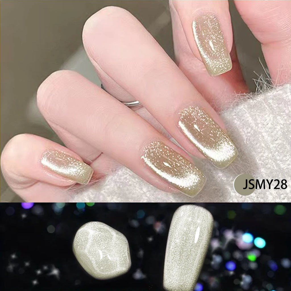 This 6-piece set of Crystal Cat Eye Gel Nail Polish with magnets features crystal cat eye color-changing gel nail polish, perfec