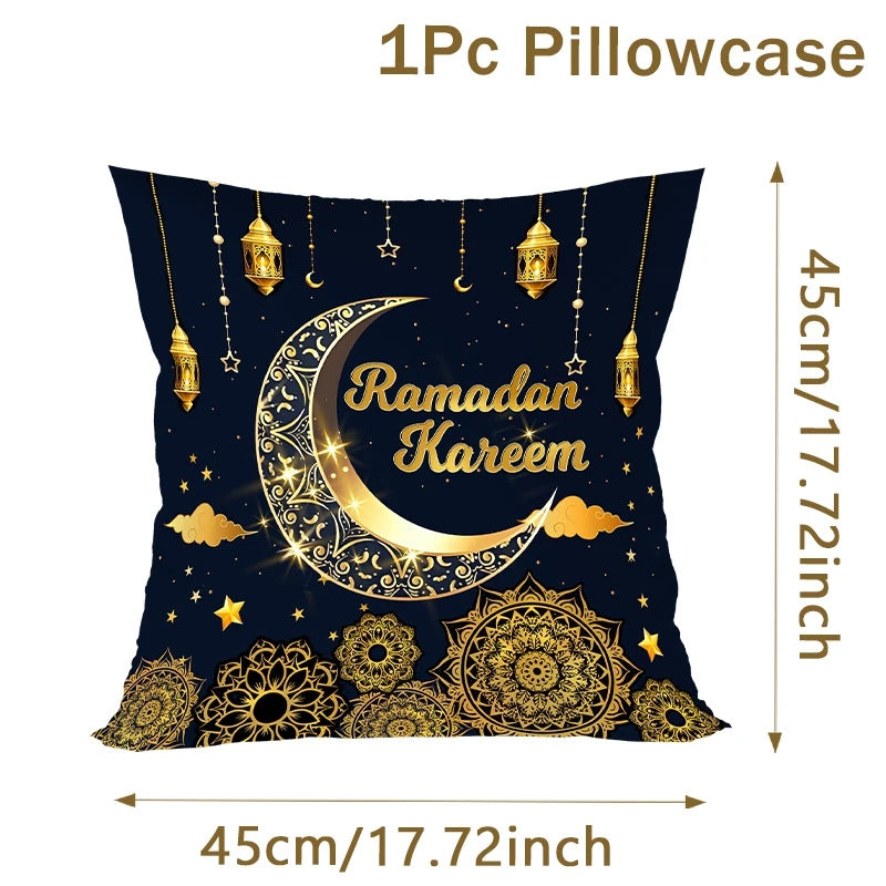 Eid & Ramadan Throw Pillow Covers Moon Stars Pillowcase For Muslim Party Supplies Ramadan Decoration 2026 Cushion Cases Eid Gift