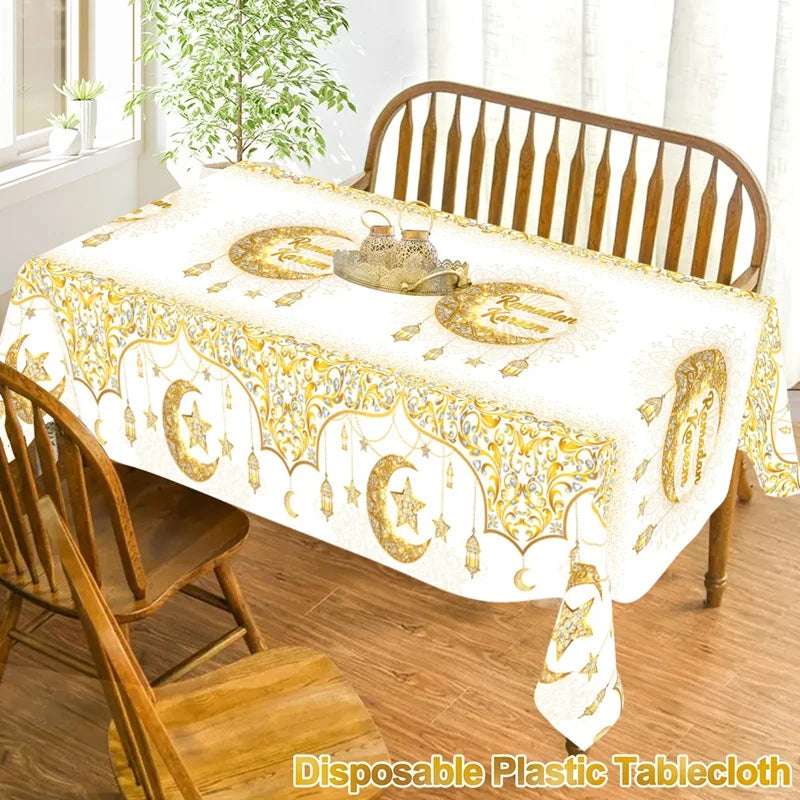 Eid Mubarak Tablecloths Ramadan Decoration for Home 2026 Islamic Muslim Party Decor Ramadan Tableware Supplies Eid Al Adha Gift