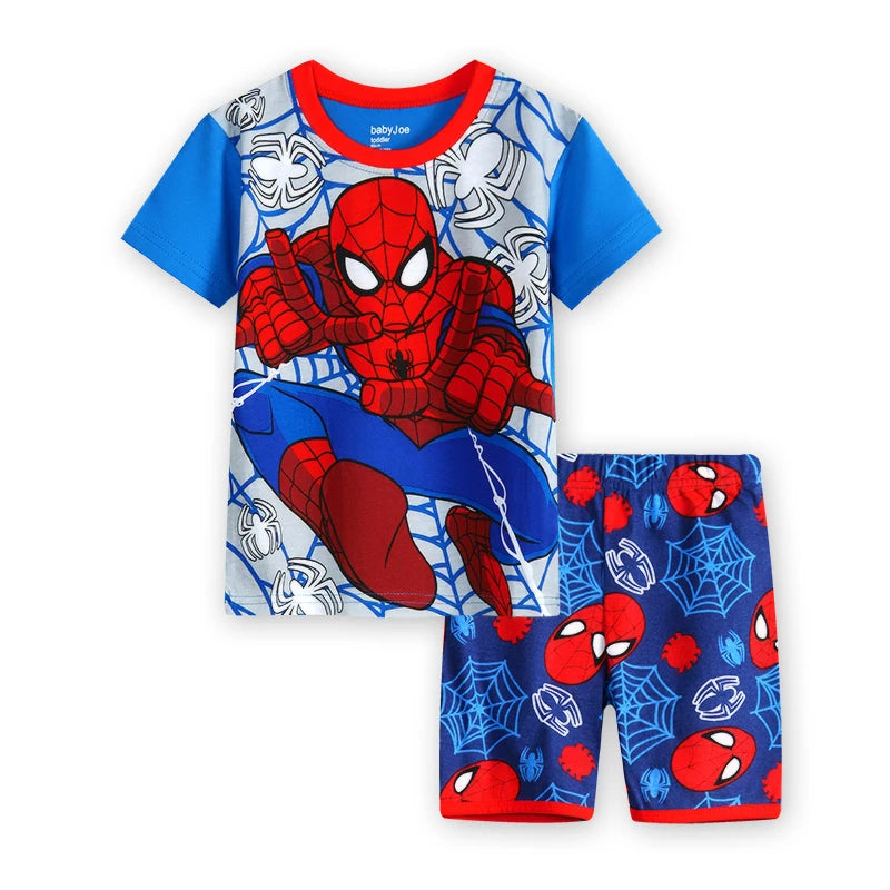 Summer Boys Nighty spider Cartoon Nightgown Costume Boys Cute Set Baby Toddler Short Sleeve Pajamas Sets Home Wear
