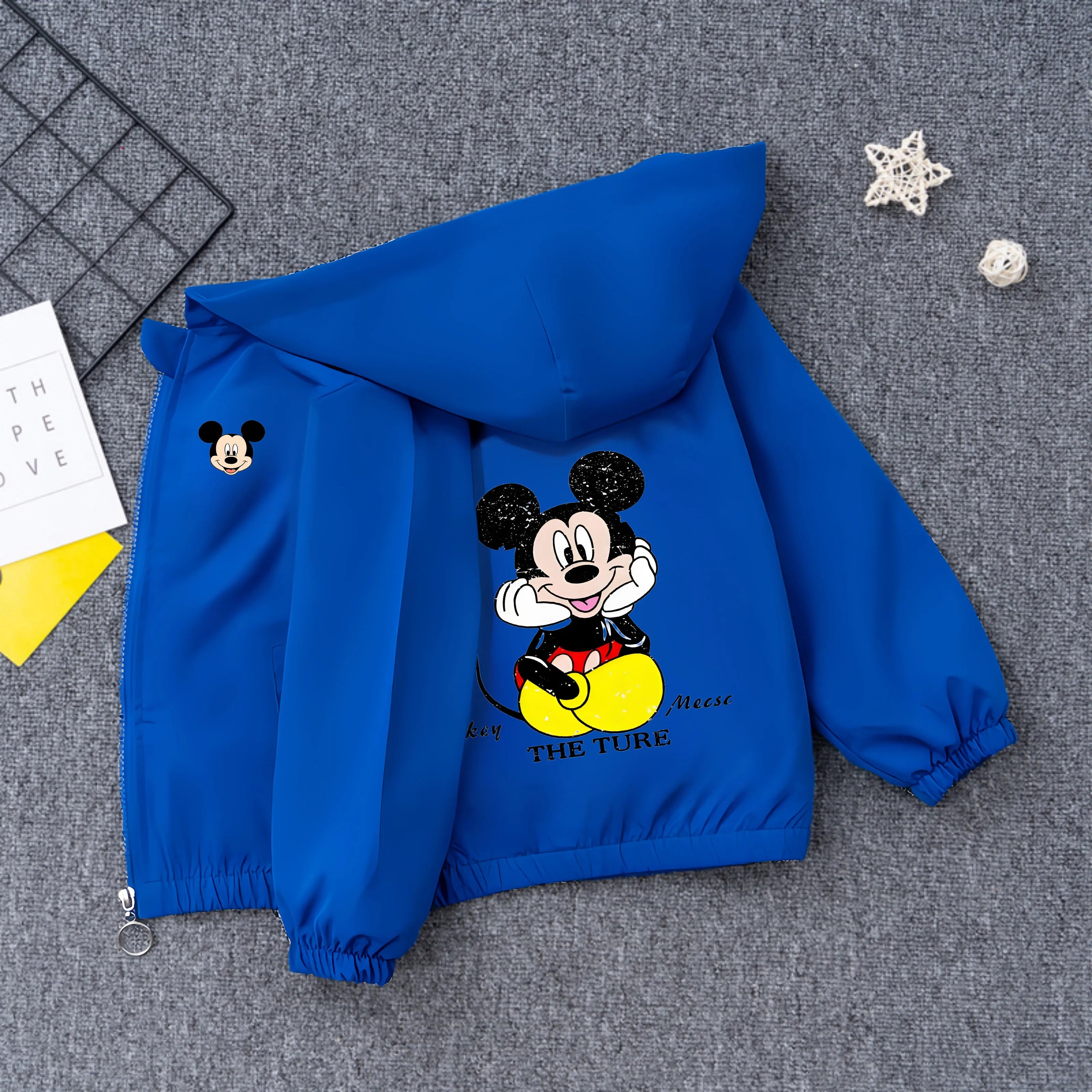 Minnie Mickey Mouse Kids Windbreaker Jacket Spring Autumn Fashion Cartoon Print Coat for Boys Girls Teen Outerwear