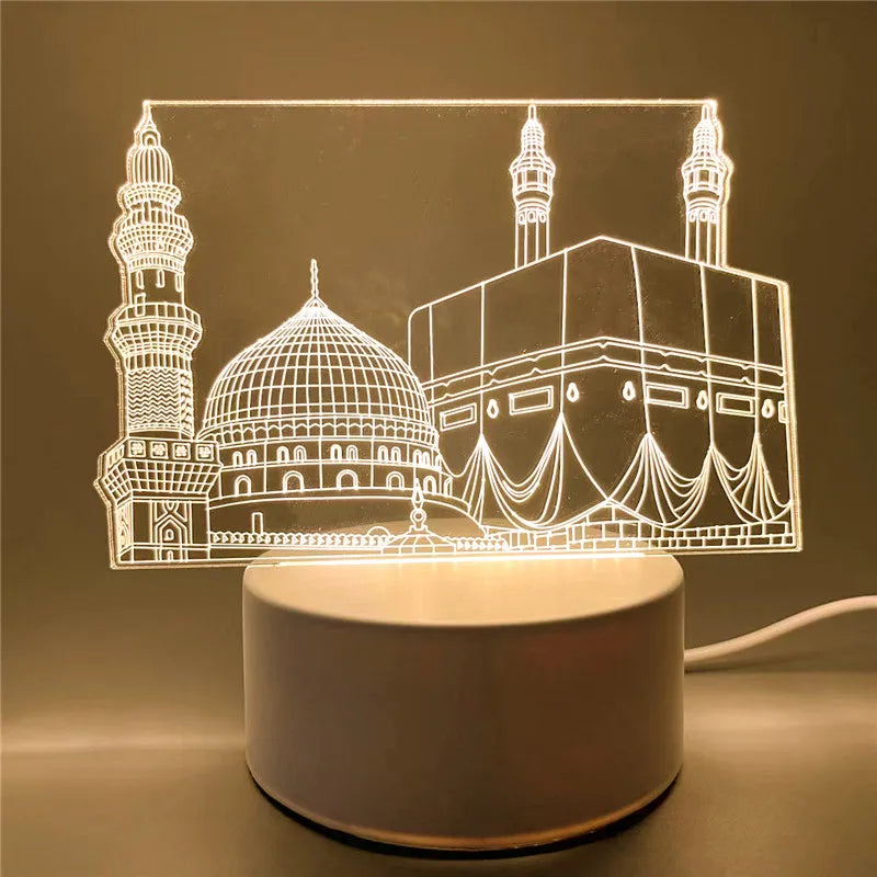 USB Operated LED Night Light Eid Mubarak Table Ornament Muslim Eid Al Adha Holiday Lighting Ramadan Decorations 2026 room decor