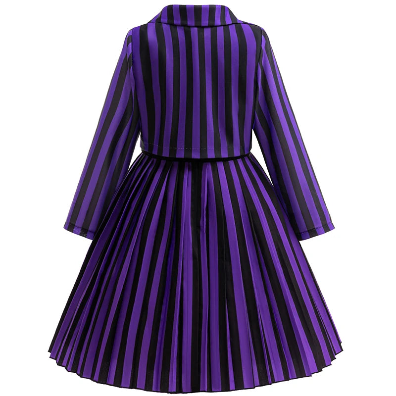 Girl Dress 2Pcs Wednesday Enid Sinclair‌ Cosplay Costume Birthday Party Performance Costume Halloween Carnival Kids Dress Up