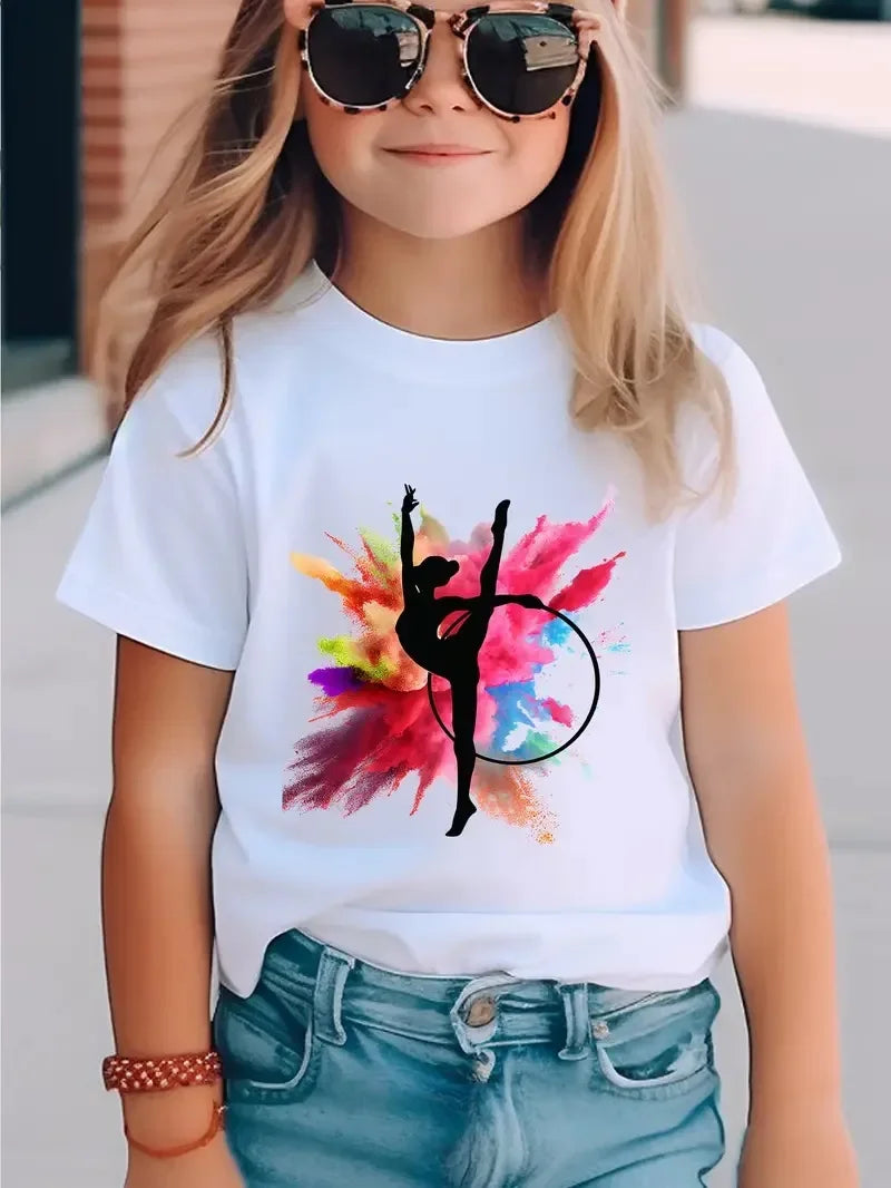 Boys T-shirt Girls Kids Rhythmic Gymnastics Printed T-shirt Modal Clothing Short Sleeves Boys Clothes