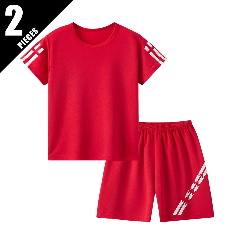 2/4-pcs Summer Children's Multi-color Combination Quick Drying Sports Suit Boys And Girls Short Sleeved T-shirt Versatile Shorts