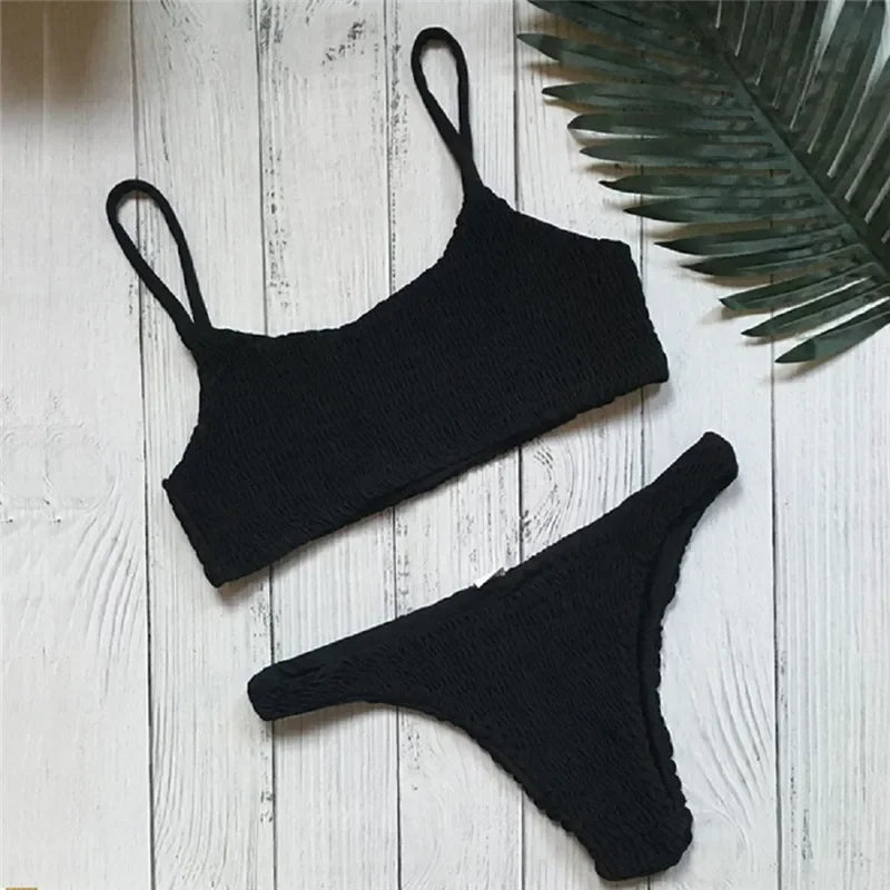 Bikini For Women Fold Push-Up Knitting Bra Bandage Bikini Set For Women Summer Holiday Beach Bathing Suits