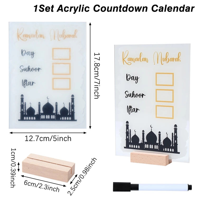 Ramadan Countdown Calendar Eid Mubarak Ornament Ramadan Decoration 2026 For Home Ramadan Kareem Islamic Muslim Party Decor Gifts