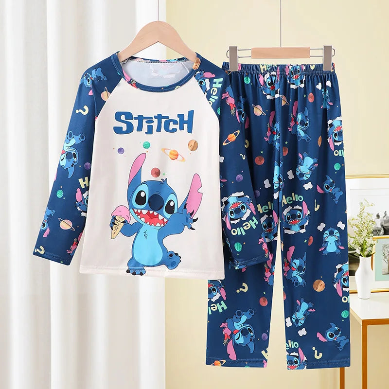 Stitch Boys and Girls Pajamas Minnie Pijama Stitch Niña Autumn Winter Soft Kids Pjs Girls Pajamas Mickey Mouse Homewear