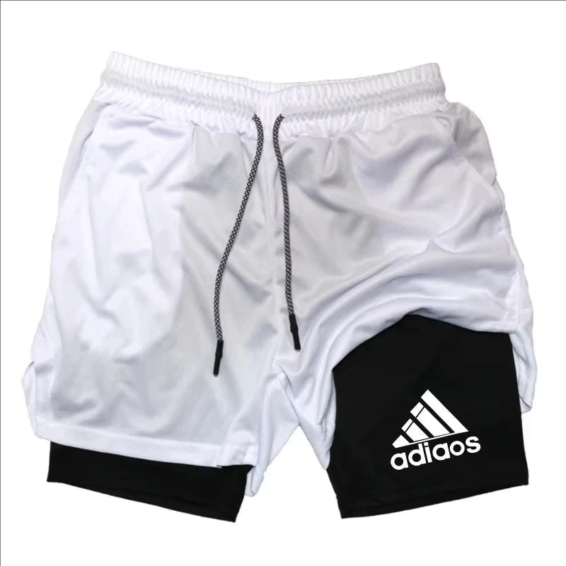 Men'S Compression Shorts Summer Gym Fitness Running Training Sports Shorts Two-In-One Mesh Breathable Quick-Drying Shorts