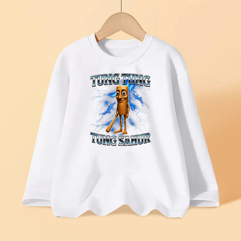 Italian Brainrot Long Sleeve T-shirt for Children Spring and Autumn Cotton Shirt for Boys Girls Cartoon Tops 3-14T