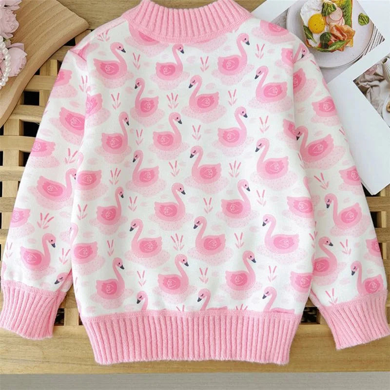 Girls' Sweater Thickened Autumn/Winter New Fashionable Versatile Children's Knitted Sweater Girls' Top Sweet and Cute