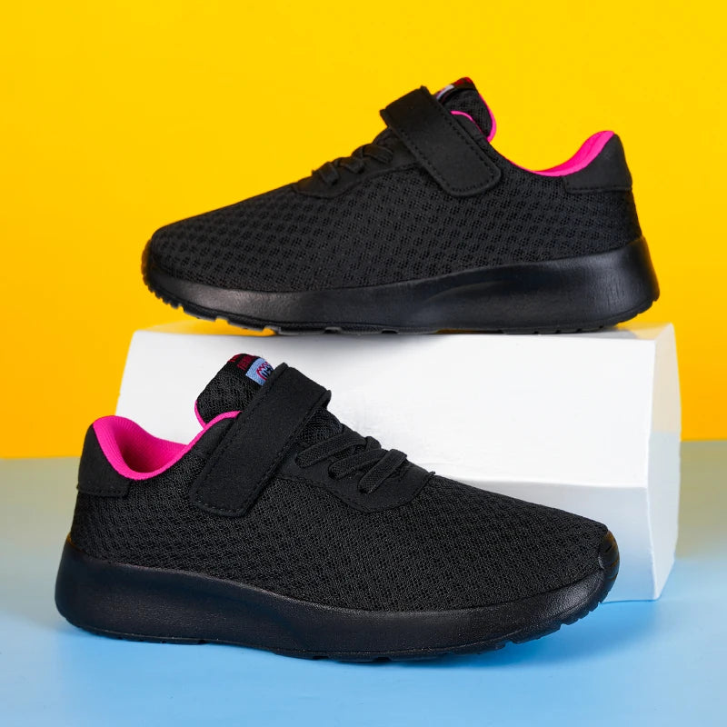 Boys' Breathable Running Shoes Lightweight Girls' Sports Shoes Seasonal Outdoor Children's Black Mesh Breathable Casual Shoes