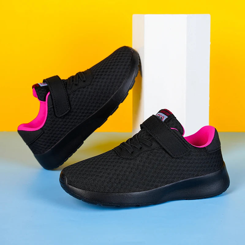 Boys' Breathable Running Shoes Lightweight Girls' Sports Shoes Seasonal Outdoor Children's Black Mesh Breathable Casual Shoes