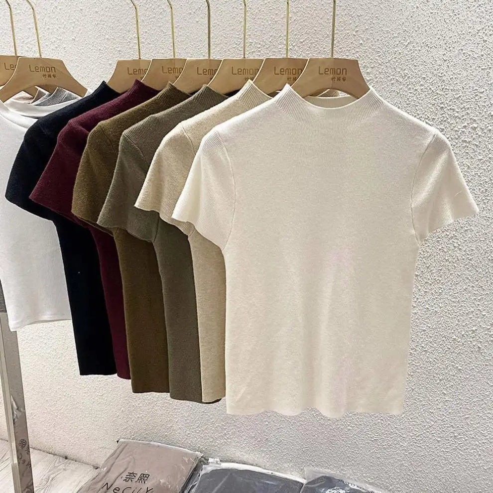 Women’s Slim Short Sleeve Knit Sweater