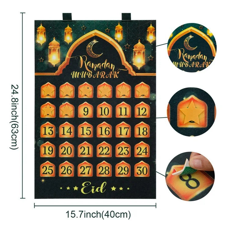 2026 Ramadan Countdown Calendar Eid Mubarak Felt Countdown Ramadan Calendar Muslim Party Decoration Craft Eid Al-Adha Ornament
