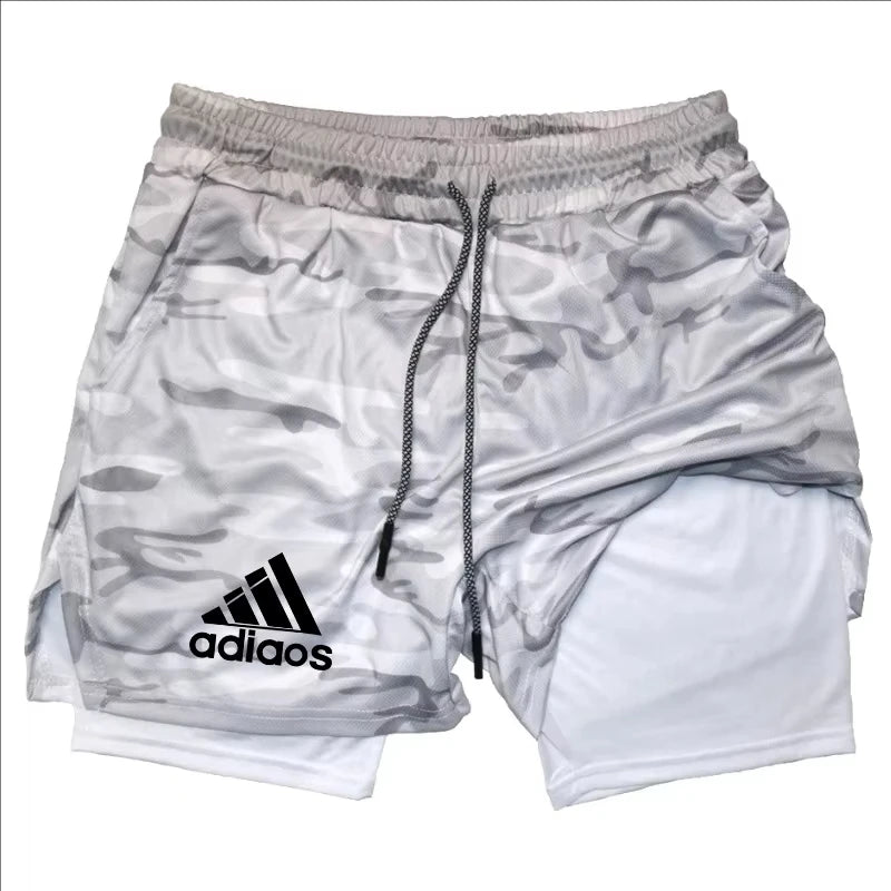 Men'S Compression Shorts Summer Gym Fitness Running Training Sports Shorts Two-In-One Mesh Breathable Quick-Drying Shorts