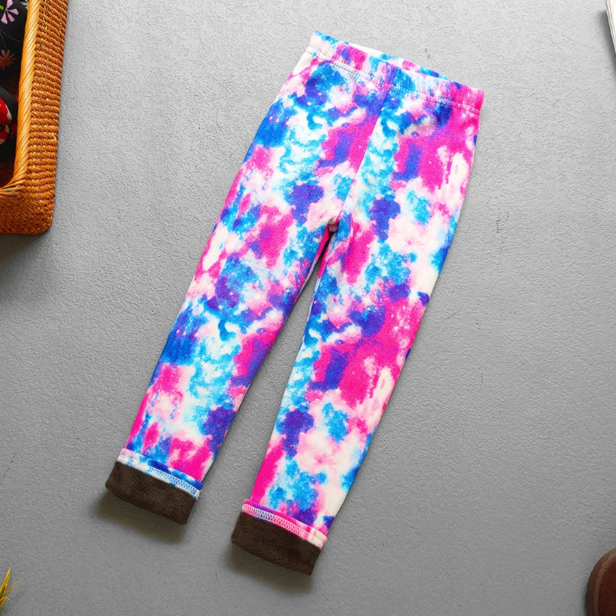 Autumn Winter Print Flowers Thick Warm Kids Toddler Baby Girls Leggings Children's Pants
