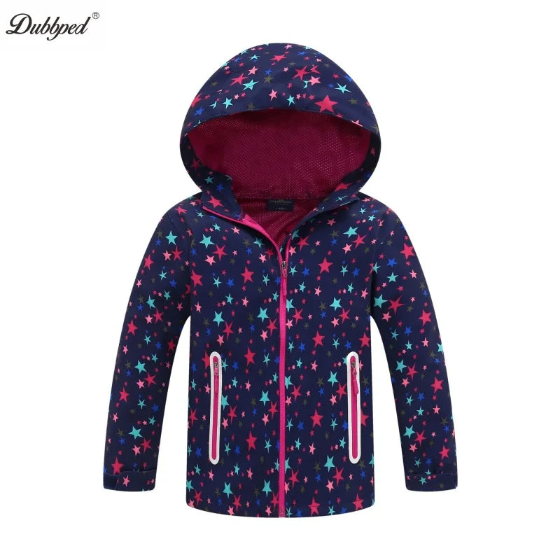 Dubbped Boys Girls Lightweight Breathable Raincoat Waterproof Hooded Rain Jacket Windbreaker Easy to Fold 3-12Y