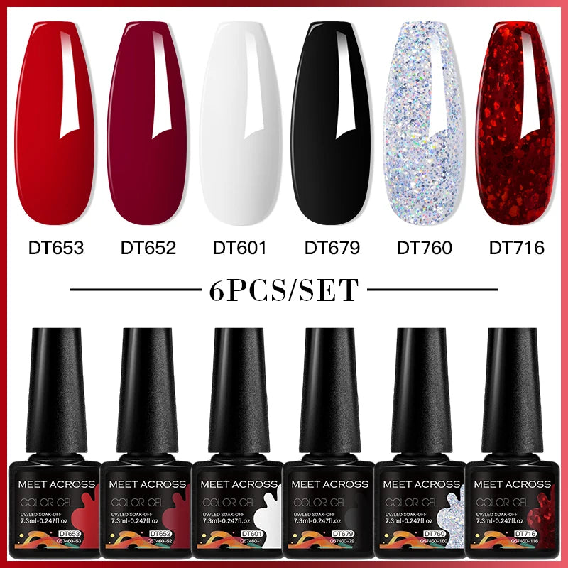 6pc Nail Gel Polish Set DIY Nail Art Semi Permanent UV LED Gel Kit For Nails Decoration Manicure Soak Off Painting Vernis Design