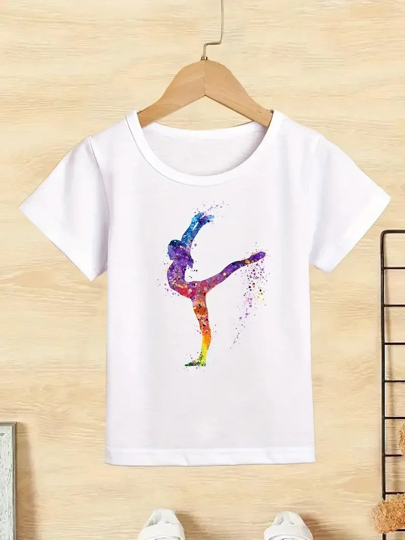 Boys T-shirt Girls Kids Rhythmic Gymnastics Printed T-shirt Modal Clothing Short Sleeves Boys Clothes