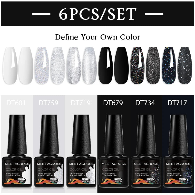 6pc Nail Gel Polish Set DIY Nail Art Semi Permanent UV LED Gel Kit For Nails Decoration Manicure Soak Off Painting Vernis Design
