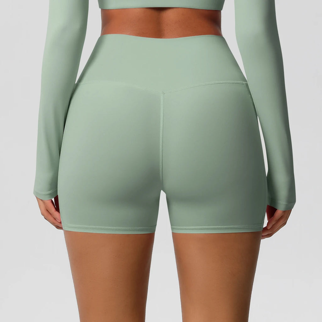 Women Sports Short With PocketedYoga Legging Shorts Squat Proof High Waist Fitness Tight Shorts Quick Drying Cycling Workout Gym