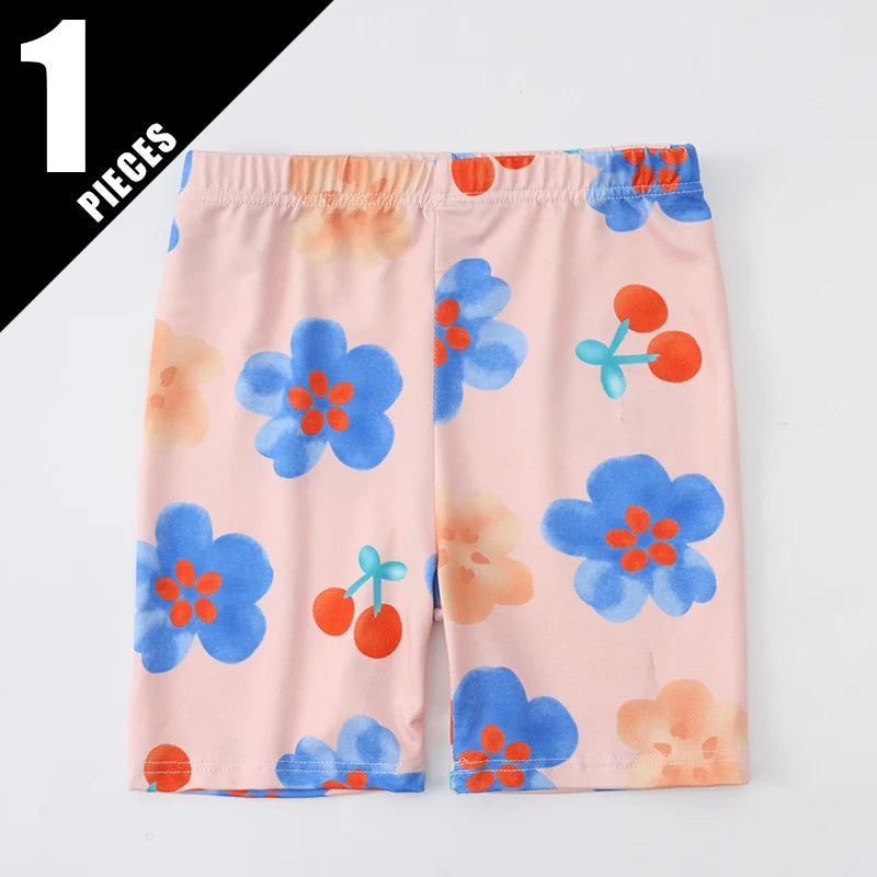 4/1 Pcs Summer Girls Cute Cartoon Printed Shorts Slim And Comfortable Children's Safety Pants Elastic Waist Home Pants Pajamas