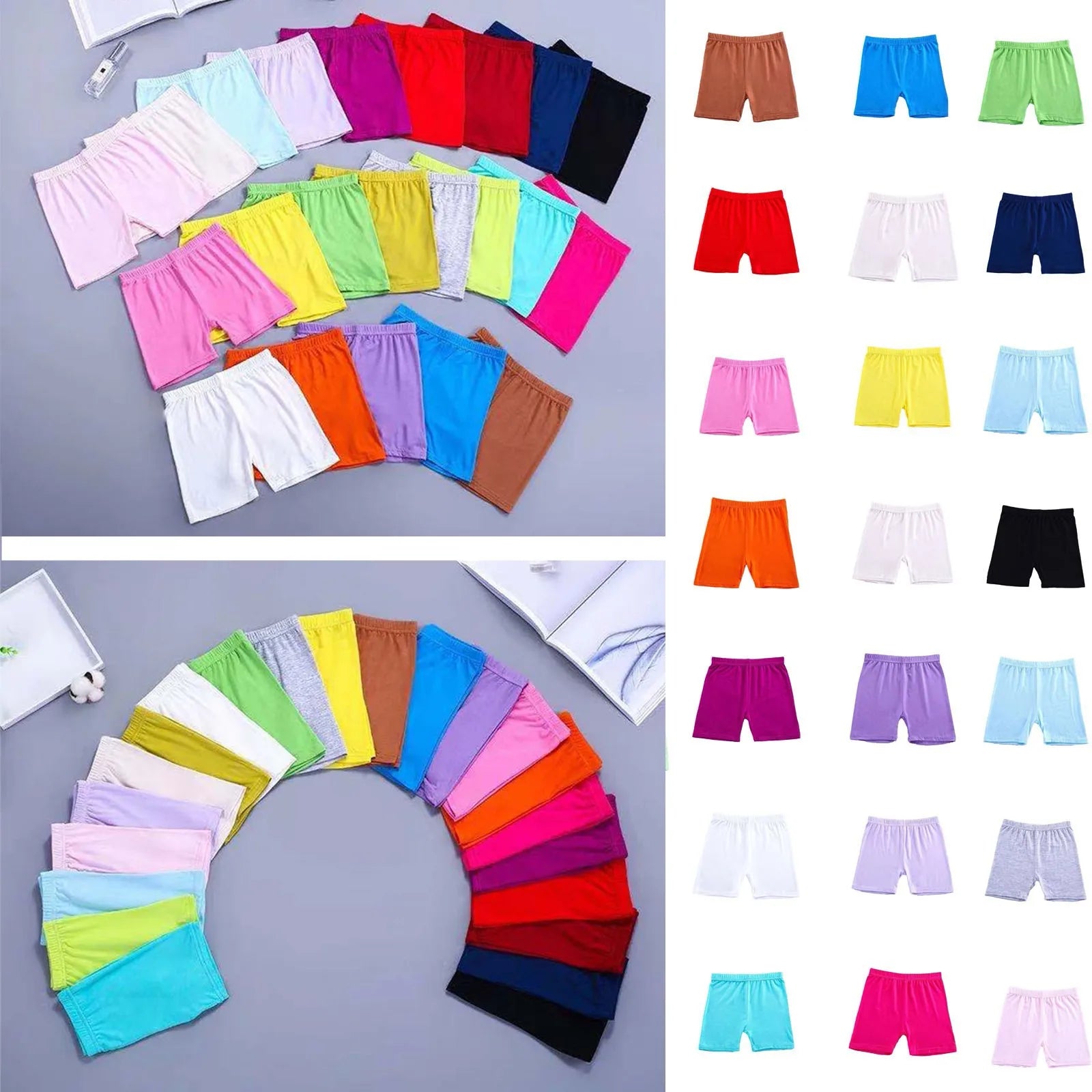 Girls Summer Safety Leggings Cycling Pants Children Anti-emptied Stretch Solid Color Mid-rise Yoga Dancing Shorts 1PC