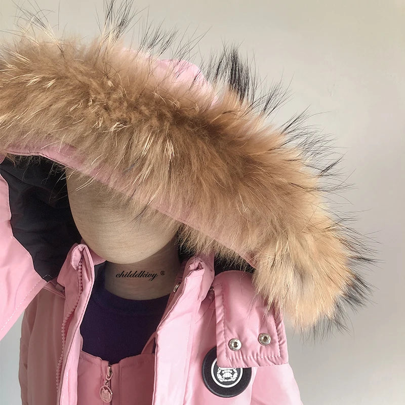 Kids Down Jacket with Fur Collar (1–5Y)