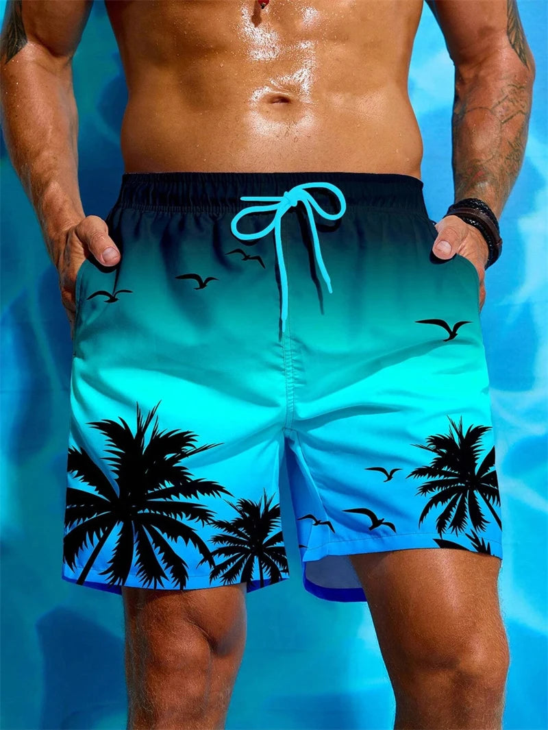 Vintage Plant 3D Printed Board Shorts Mens Palm Graphic Short Pants Summer Hawaiian Breathable Swim Trunks Kids Loose Ice Shorts