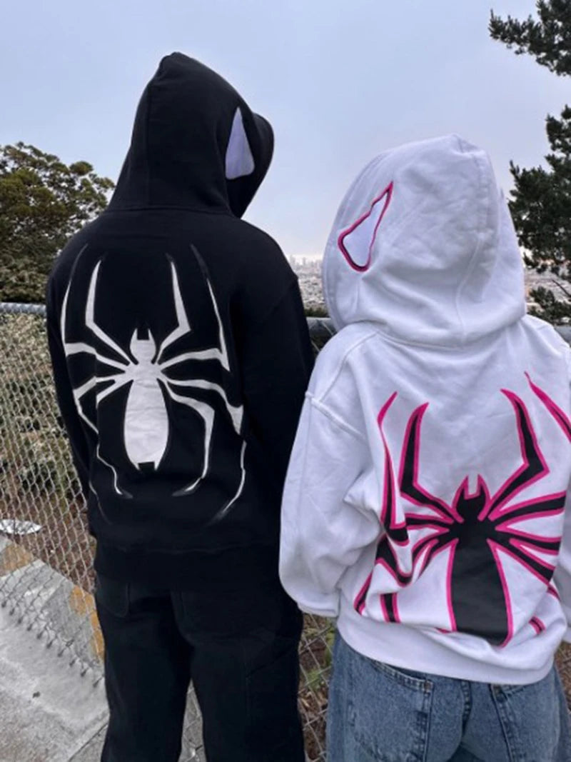 Women and men Spider Graphic Zip-Up Hoodie