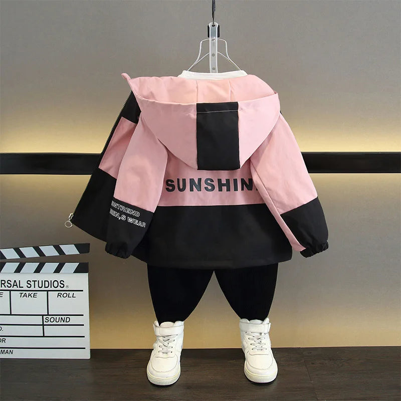 2-12 Years SunShine Girls Jacket Autumn Little Princess Windbreaker Coat Hooded Zipper Boys Outerwear Birthday Gift Kids Clothes