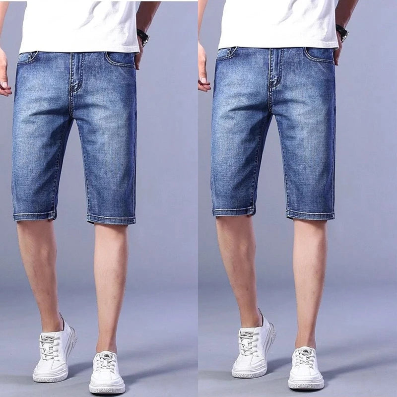 2025 New Blue Fashion Design Men's Jeans Slim Fit Straight Men's Short Jeans Summer Shorts Jeans Men's Jeans Stretch