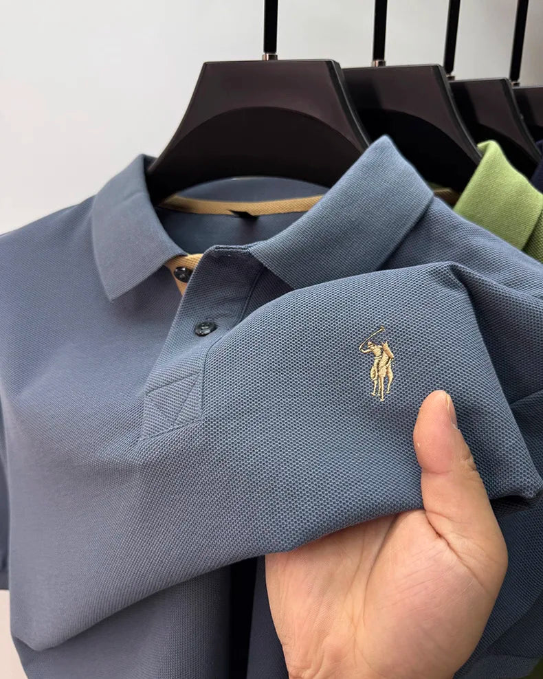 100% pure cotton high-end brand men's short sleeve polo shirt summer fashion customization horse embroidery classic Paul T-shirt