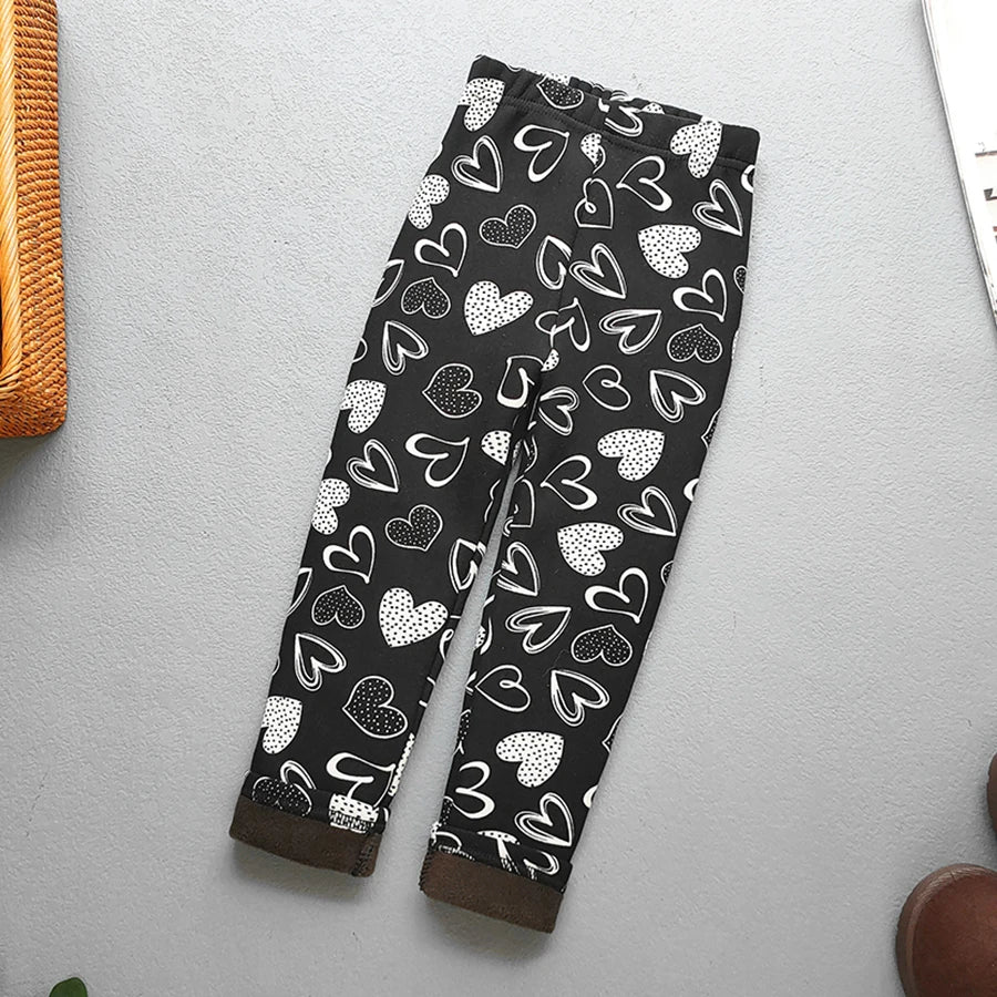 Autumn Winter Print Flowers Thick Warm Kids Toddler Baby Girls Leggings Children's Pants