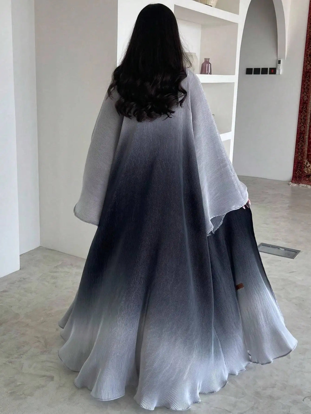 Middle Eastern Ethnic Clothing Eleganat Abaya Muslim Women Flare Sleeve Pleated Abayas Islamic Kaftans Jilbabs Maxi Dresses