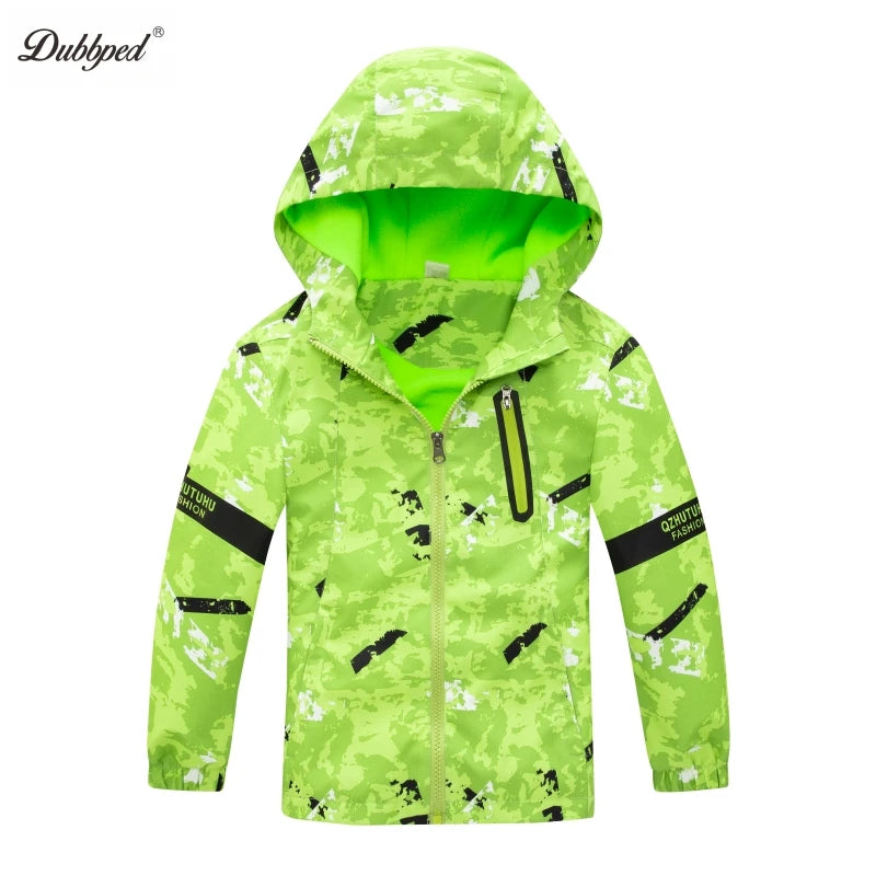 Dubbped Boys Girls Lightweight Breathable Raincoat Waterproof Hooded Rain Jacket Windbreaker Easy to Fold 3-12Y