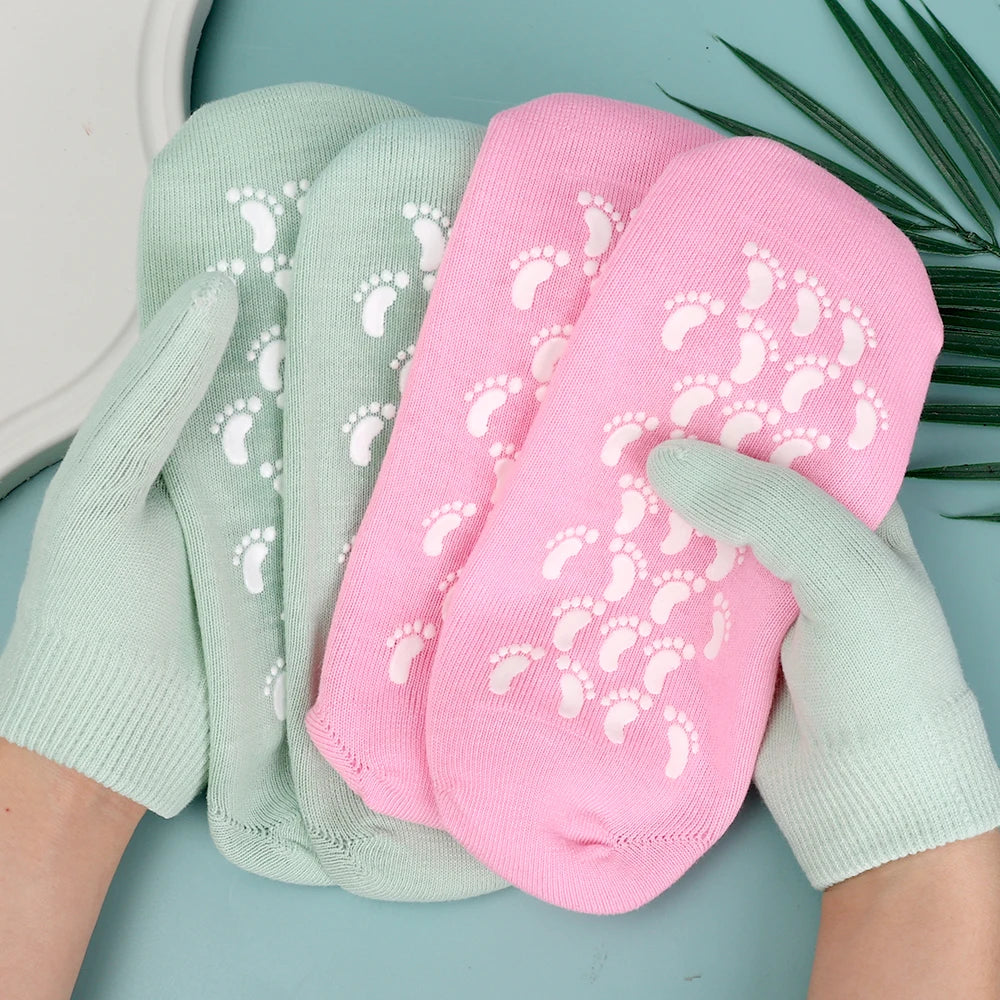 Reusable Silicone Moisturizing Mask Socks Exfoliating Anti Crack Protective Gloves Dry Dead Skin Remover Tools Hand Foot Care