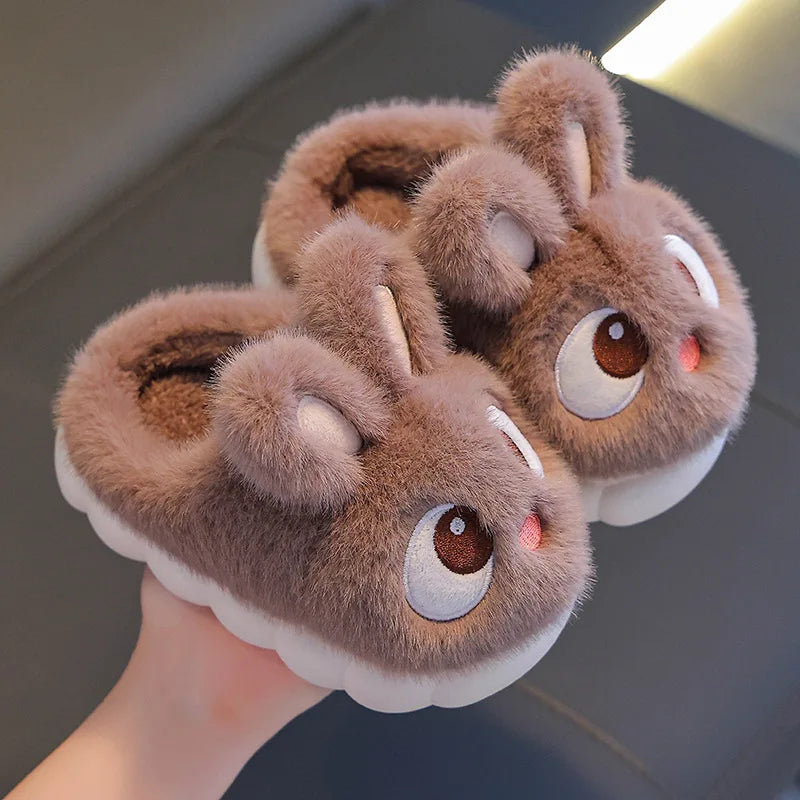 2026 New Cute Rabbit Children's Cartoon Winter Slippers Comfortable Warm House Shoes Boys Girls Indoor Home Fluffy Slippers