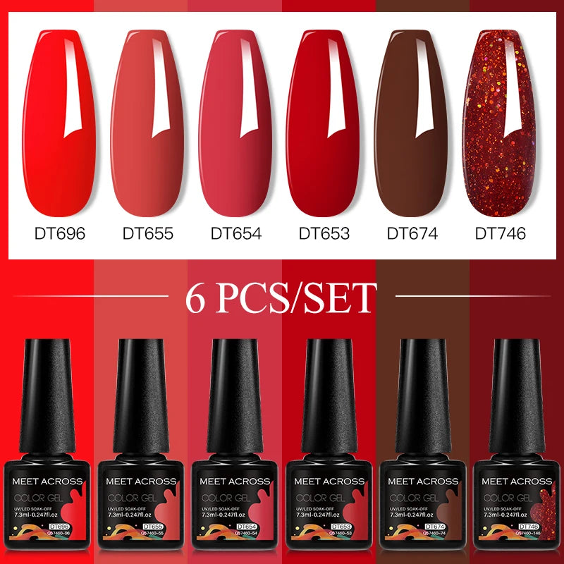 6pc Nail Gel Polish Set DIY Nail Art Semi Permanent UV LED Gel Kit For Nails Decoration Manicure Soak Off Painting Vernis Design