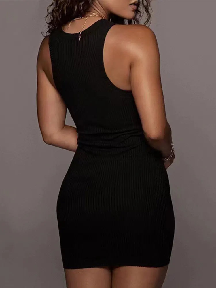 Black Sleeveless Party Bodycon Dress