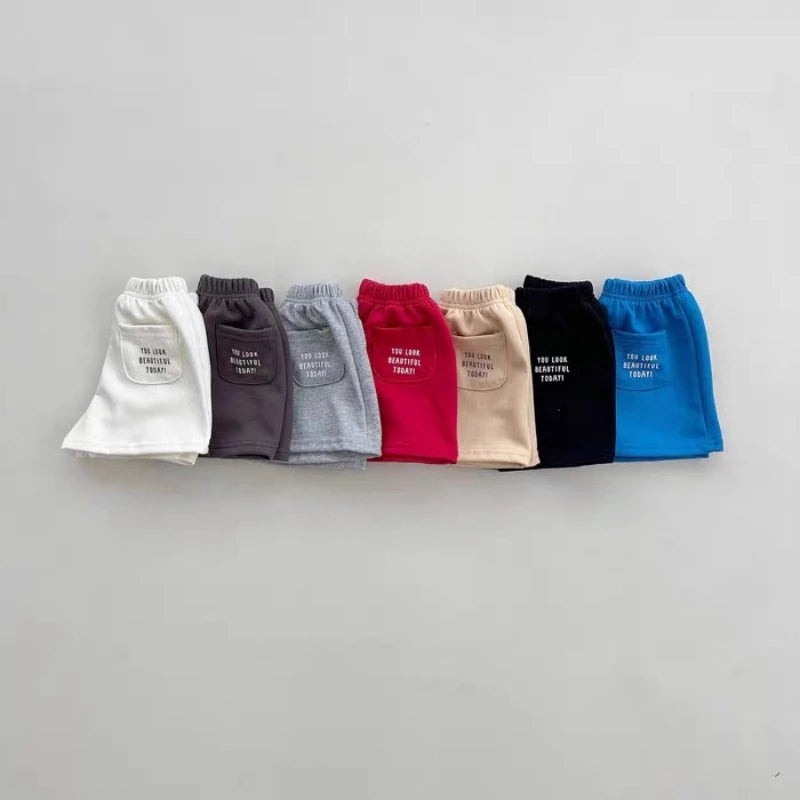 K2694 Unisex Kids' Summer Thin Sporty Shorts 2025 New Style Korean Fashion Versatile Children's Clothing for Boys And Girls