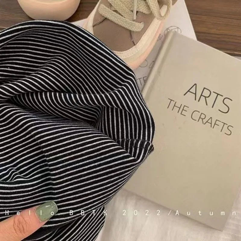 Children's Spring Autumn Long-sleeved T-shirt Boys Girls Korean Striped T Children's Warm Bottoming Shirt Baby Simple Top