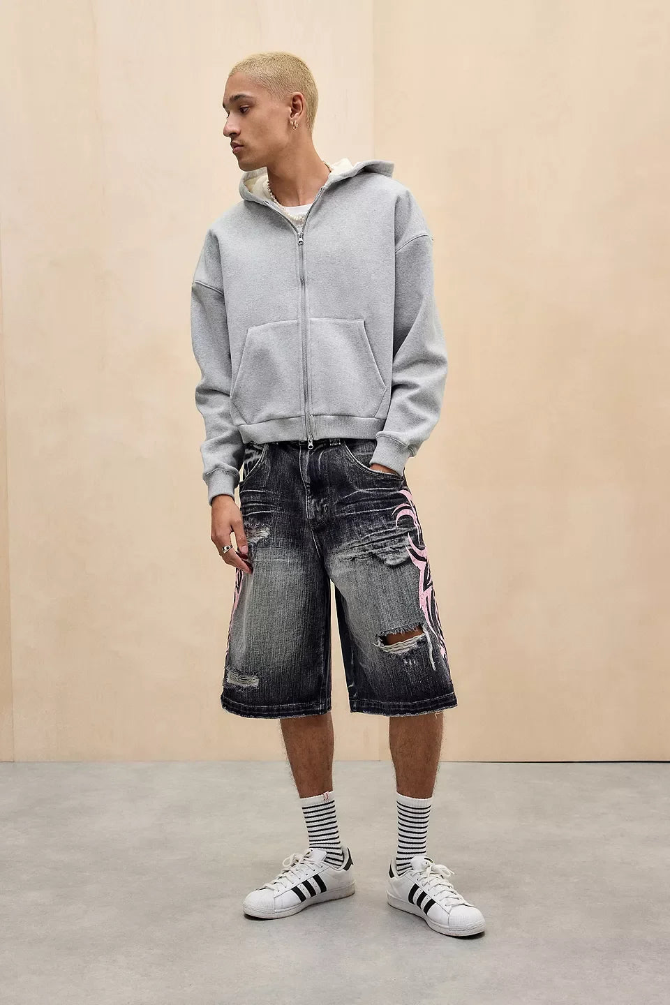 American Retro Gothic Women Denim Shorts Pattern Embroidery Loose Unisex Shorts Y2K Printing Korean Casual Fashion Couple Shorts