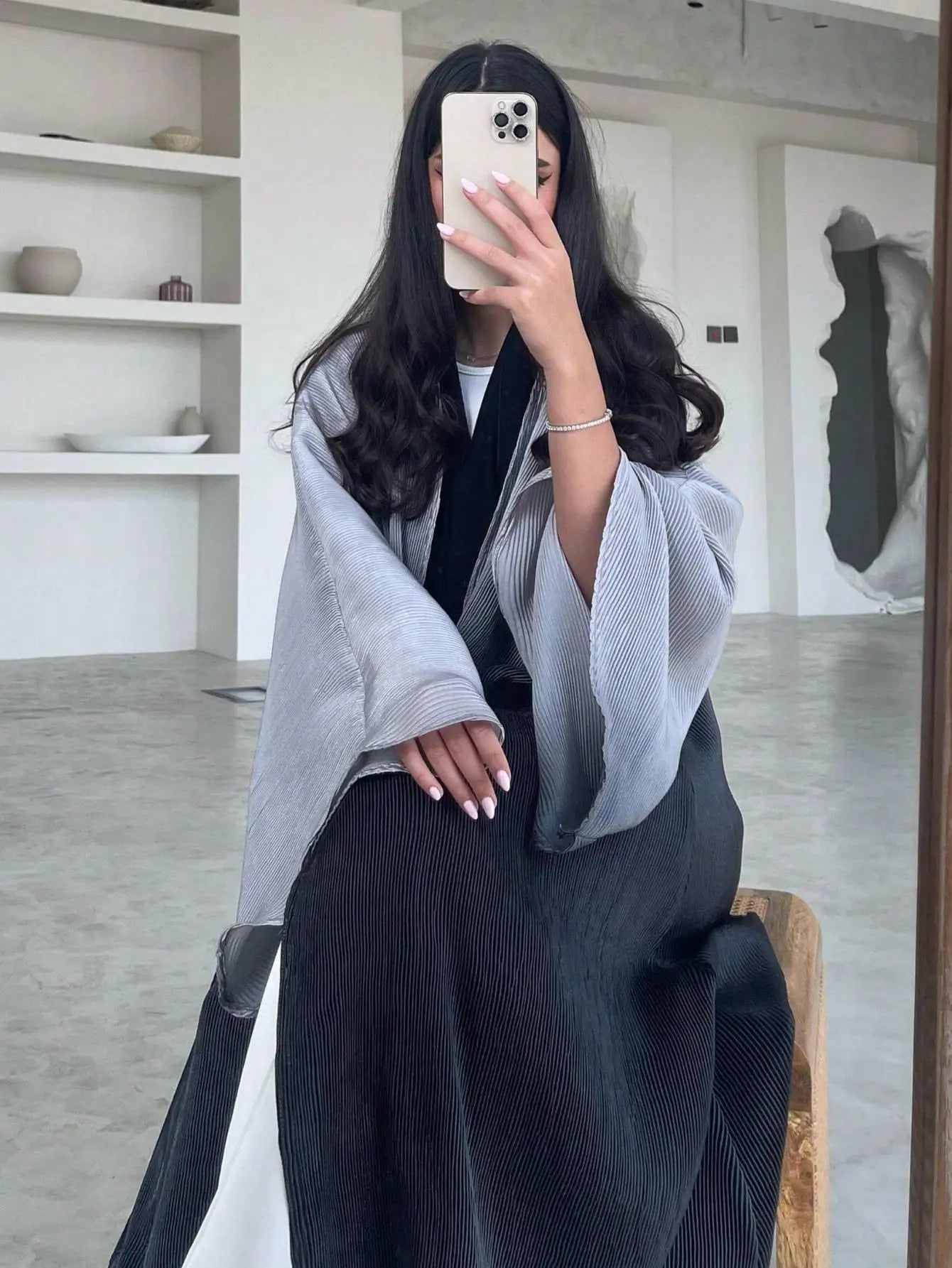 Middle Eastern Ethnic Clothing Eleganat Abaya Muslim Women Flare Sleeve Pleated Abayas Islamic Kaftans Jilbabs Maxi Dresses