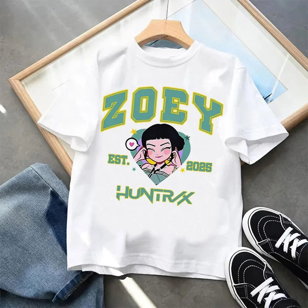 Summer Kpop Demon Hunters Children's Clothing Short Sleeve T-shirt Kpop Demon Hunters Tiger Harajuku Tshirt for Boys Girls Gift