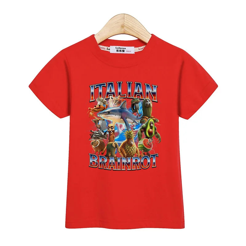 Children Summer Shirt Italian Brainrot Cartoon
