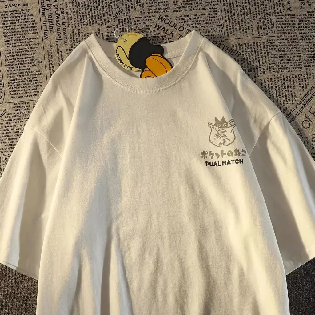 Japanese Retro Cat Cartoon T-Shirt
